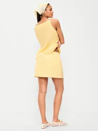 Linen-Blend Micro Skort - Sunbeam — view 2