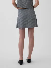 Linen-Blend Mini Skort - Black gingham — view 2
