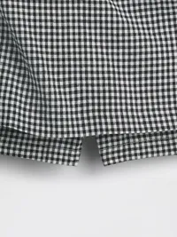 Linen-Blend Mini Skort - Black gingham — view 5