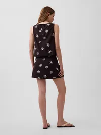 Linen-Blend Mini Skort - Brown shell print — view 2