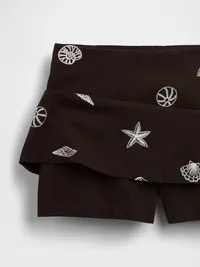 Linen-Blend Mini Skort - Brown shell print — view 5