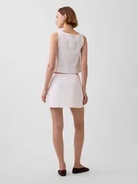 Linen-Blend Mini Skort - New off white — view 2