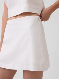 Linen-Blend Mini Skort - New off white — view 4