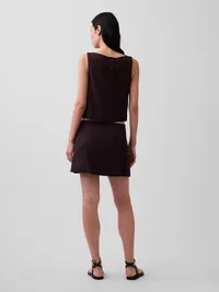 Linen-Blend Mini Skort - Terra brown — view 2