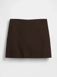 Linen-Blend Mini Skort - Terra brown — view 5