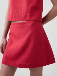 Linen-Blend Mini Skort - Washed red — view 4