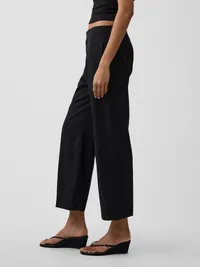 Linen-Blend Relaxed Straight Ankle Pants - Basic black — view 3