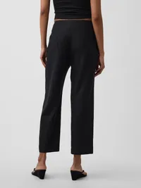 Linen-Blend Relaxed Straight Ankle Pants - Basic black — view 4