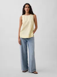 Linen-Blend Shell Tank Top - Maize yellow — view 2