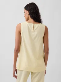 Linen-Blend Shell Tank Top - Maize yellow — view 3