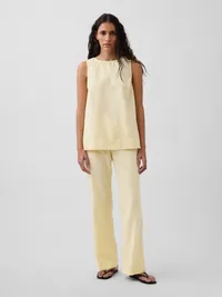 Linen-Blend Shell Tank Top - Maize yellow — view 5