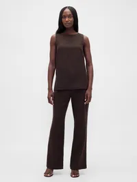 Linen-Blend Shell Tank Top - Terra brown — view 2
