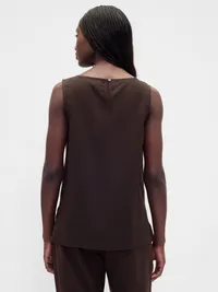 Linen-Blend Shell Tank Top - Terra brown — view 3