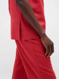 Linen-Blend Shell Tank Top - Washed red — view 4