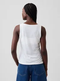 Linen-Blend Tank Top - Fresh white — view 3