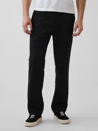 Linen-Cotton Relaxed Straight Trousers - basic black — view 2