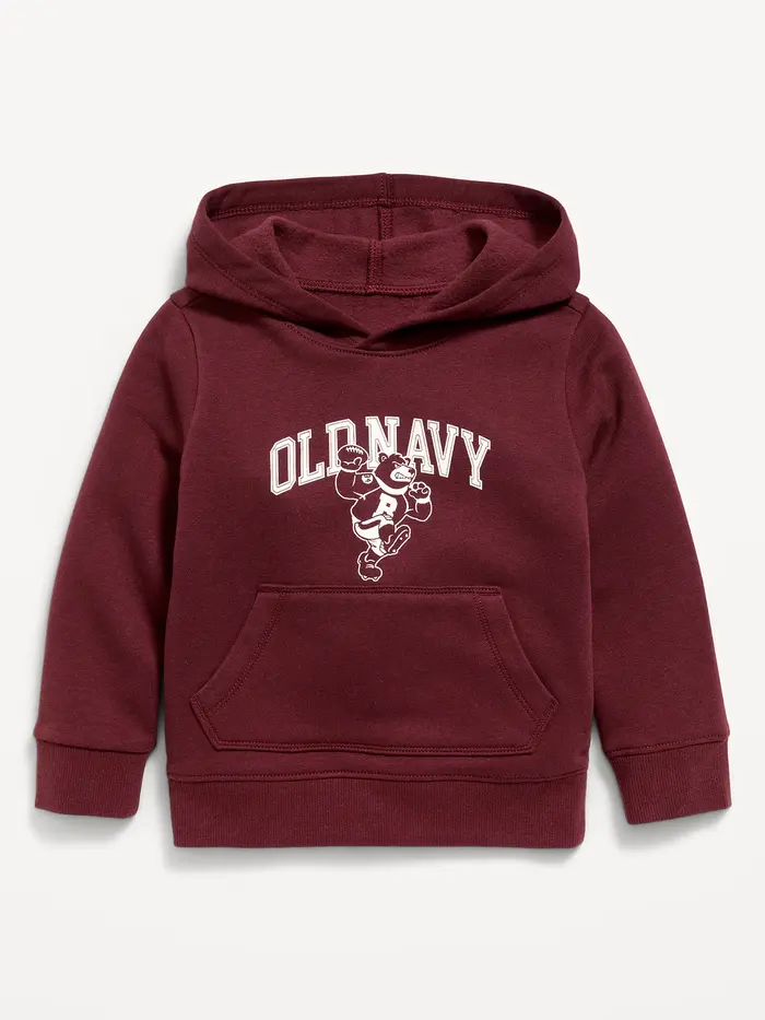 Logo Graphic Pullover Hoodie for Toddler Boys - Deep Cherry Red