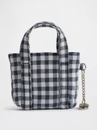 Logo Tote Bag Charm - Black gingham — view 2