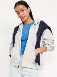 Logo Zip Hoodie Sweatshirt - Light Gray Heather — view 3