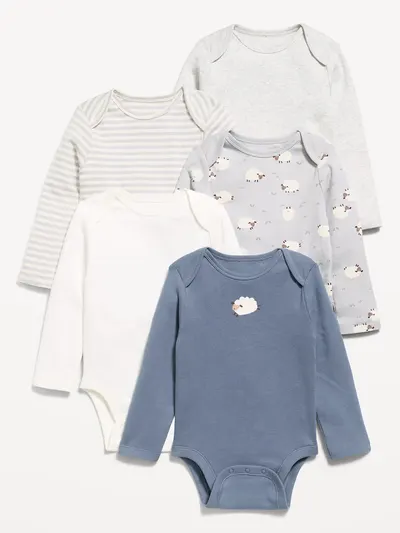 Long-Sleeve Bodysuit 5-Pack for Baby - Lamb