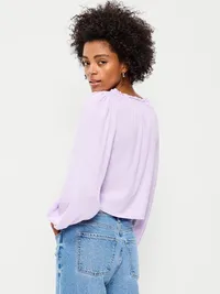 Long-Sleeve Button-Down Top - Fresh Lilac — view 2
