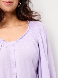 Long-Sleeve Button-Down Top - Fresh Lilac — view 3