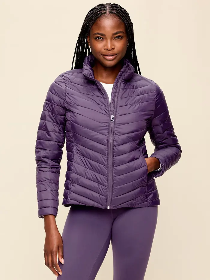 Long-Sleeve Chevron Puffer Jacket - Nebula