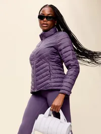 Long-Sleeve Chevron Puffer Jacket - Nebula — view 3