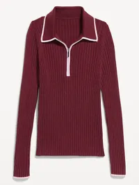 Long-Sleeve Half-Zip Top - Red Lacquer — view 4