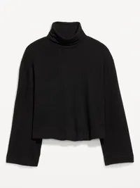 Long-Sleeve Oversized Turtleneck Top - Black Jack — view 5
