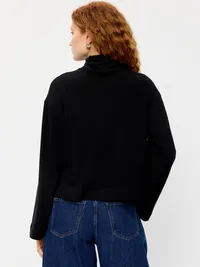 Long-Sleeve Oversized Turtleneck Top - Black Jack — view 2