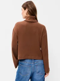 Long-Sleeve Oversized Turtleneck Top - Coco de mer — view 2