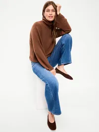 Long-Sleeve Oversized Turtleneck Top - Coco de mer — view 3