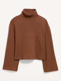 Long-Sleeve Oversized Turtleneck Top - Coco de mer — view 5