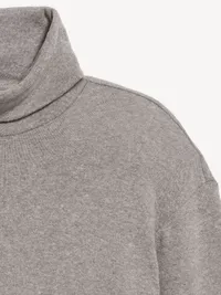 Long-Sleeve Oversized Turtleneck Top - Heather Grey — view 4
