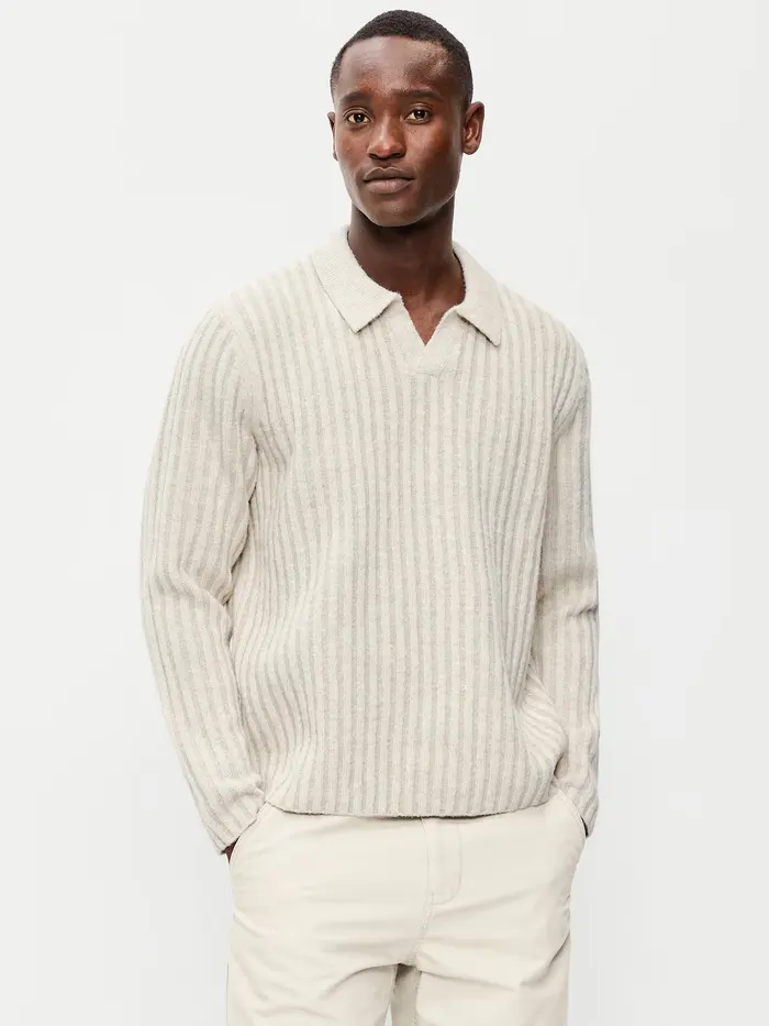 Long-Sleeve Polo Sweater - Windchime