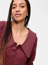Long-Sleeve Statement Collar Button-Front Top - Reddy Or Not — view 4