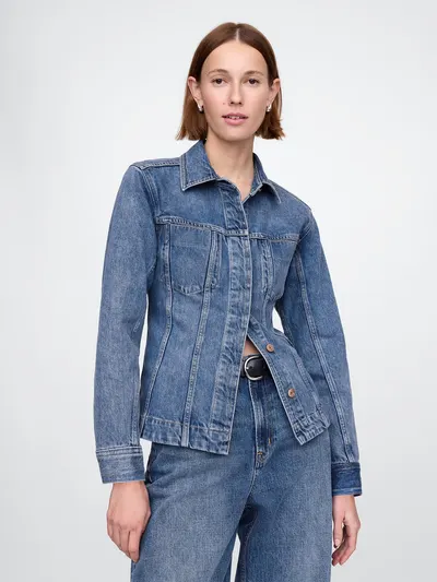 Longline Denim Jacket - Medium indigo