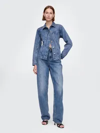 Longline Denim Jacket - Medium indigo — view 2