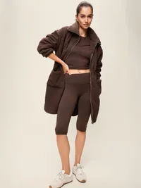 Longline Sherpa Jacket - Black Coffee — view 3