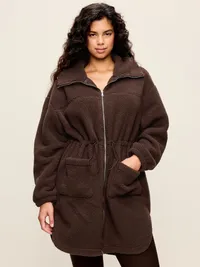 Longline Sherpa Jacket - Black Coffee — view 5