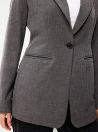 Longline Twill Double-Breasted Blazer - Medium Charcoal — view 5