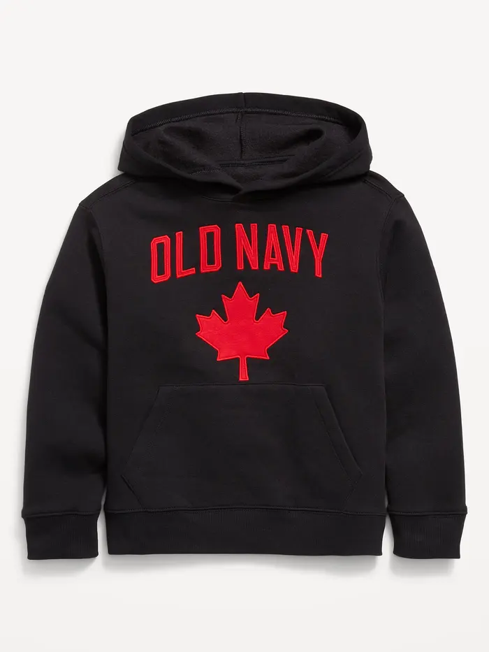 Loose Canada Logo-Graphic Pullover Hoodie for Boys - Black