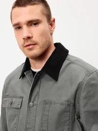 Loose Canvas Workwear Jacket - Stainless Steel — view 4