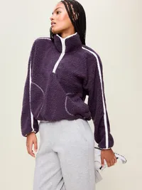 Loose Sherpa Quarter-Zip Pullover - Nebula — view 3