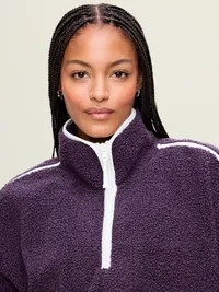 Loose Sherpa Quarter-Zip Pullover - Nebula — view 4