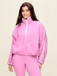 Loose Sherpa Quarter-Zip Pullover - Orchid — view 5