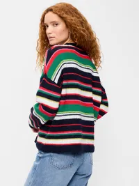 Loose Wool-Blend Crew-Neck Sweater - Multi Stripe — view 2