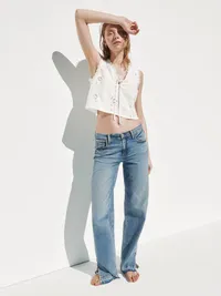 Low Rise '90s Loose Split-Hem Jeans - Medium wash — view 2