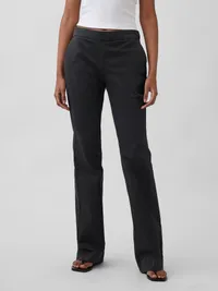Low Rise Fitted Flare Khakis - Black — view 2